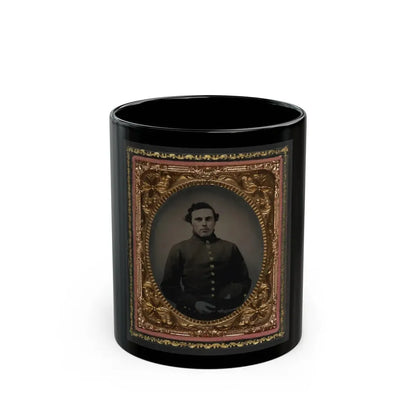 Private Abram M. Carhart Of Company C, 177th New York Infantry Regiment With Kepi (U.S. Civil War) Black Coffee Mug 11oz - Go Mug Yourself