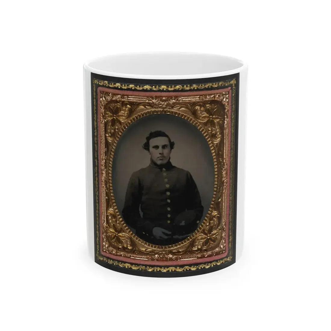 Private Abram M. Carhart Of Company C, 177th New York Infantry Regiment With Kepi (U.S. Civil War) White Coffee Mug 11oz - Go Mug Yourself