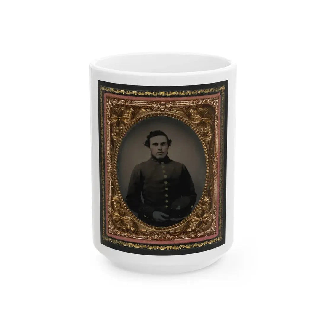 Private Abram M. Carhart Of Company C, 177th New York Infantry Regiment With Kepi (U.S. Civil War) White Coffee Mug 15oz - Go Mug Yourself