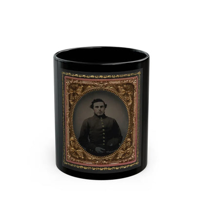 Private Abram M. Carhart Of Company C, 177th New York Infantry Regiment With Kepi (U.S. Civil War) Black Coffee Mug-11oz-Go Mug Yourself