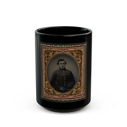 Private Abram M. Carhart Of Company C, 177th New York Infantry Regiment With Kepi (U.S. Civil War) Black Coffee Mug-15oz-Go Mug Yourself