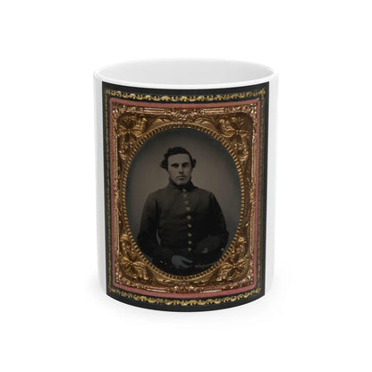 Private Abram M. Carhart Of Company C, 177th New York Infantry Regiment With Kepi (U.S. Civil War) White Coffee Mug-11oz-Go Mug Yourself