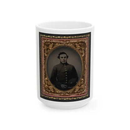 Private Abram M. Carhart Of Company C, 177th New York Infantry Regiment With Kepi (U.S. Civil War) White Coffee Mug-15oz-Go Mug Yourself