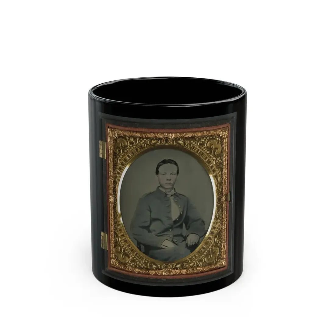 Private Alexander T. Harris Of Richmond  Parker  Virginia Light Artillery Battery In Richmond Depot Jacket (U.S. Civil War) Black Coffee Mug 11oz - Go Mug Yourself