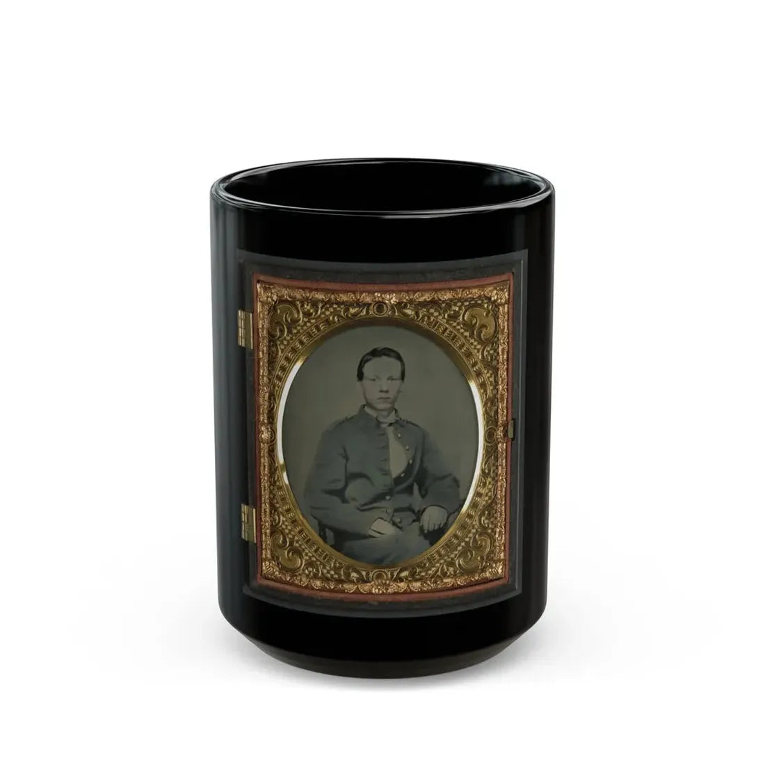 Private Alexander T. Harris Of Richmond  Parker  Virginia Light Artillery Battery In Richmond Depot Jacket (U.S. Civil War) Black Coffee Mug 15oz - Go Mug Yourself
