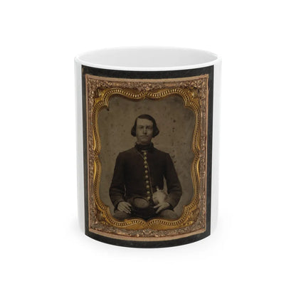 Private Amos Guise Of Co. H, 3rd South Carolina Infantry Regiment, In Uniform With Canteen (U.S. Civil War) White Coffee Mug-11oz-Go Mug Yourself