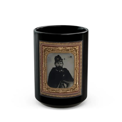 Private Archibald D. Council Of Co. K, 18th North Carolina Infantry Regiment, In Uniform And Wrapped With Hospital Blanket (U.S. Civil War) Black Coffee Mug 15oz - Go Mug Yourself