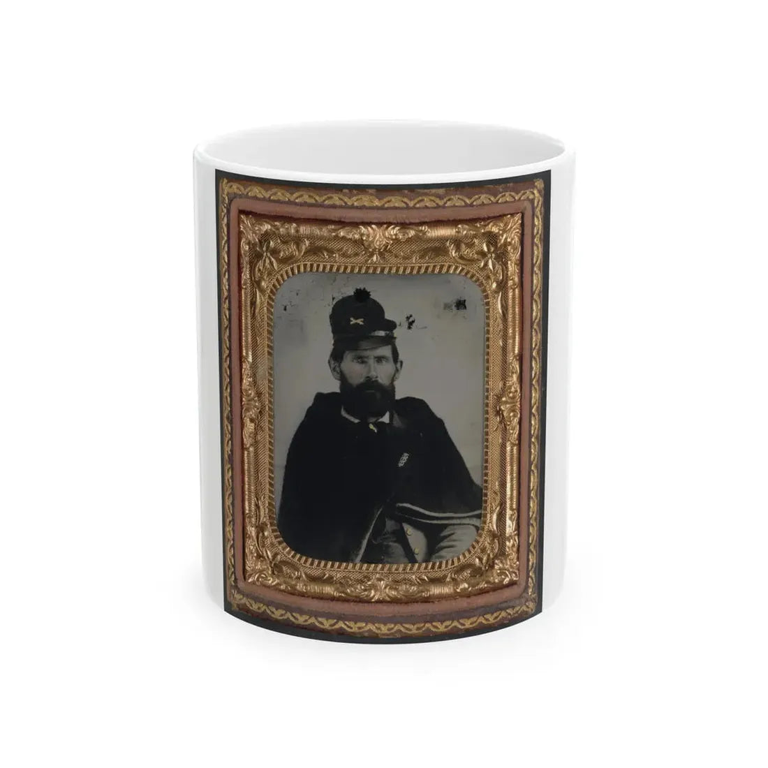 Private Archibald D. Council Of Co. K, 18th North Carolina Infantry Regiment, In Uniform And Wrapped With Hospital Blanket (U.S. Civil War) White Coffee Mug 11oz - Go Mug Yourself