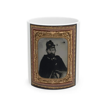 Private Archibald D. Council Of Co. K, 18th North Carolina Infantry Regiment, In Uniform And Wrapped With Hospital Blanket (U.S. Civil War) White Coffee Mug-11oz-Go Mug Yourself