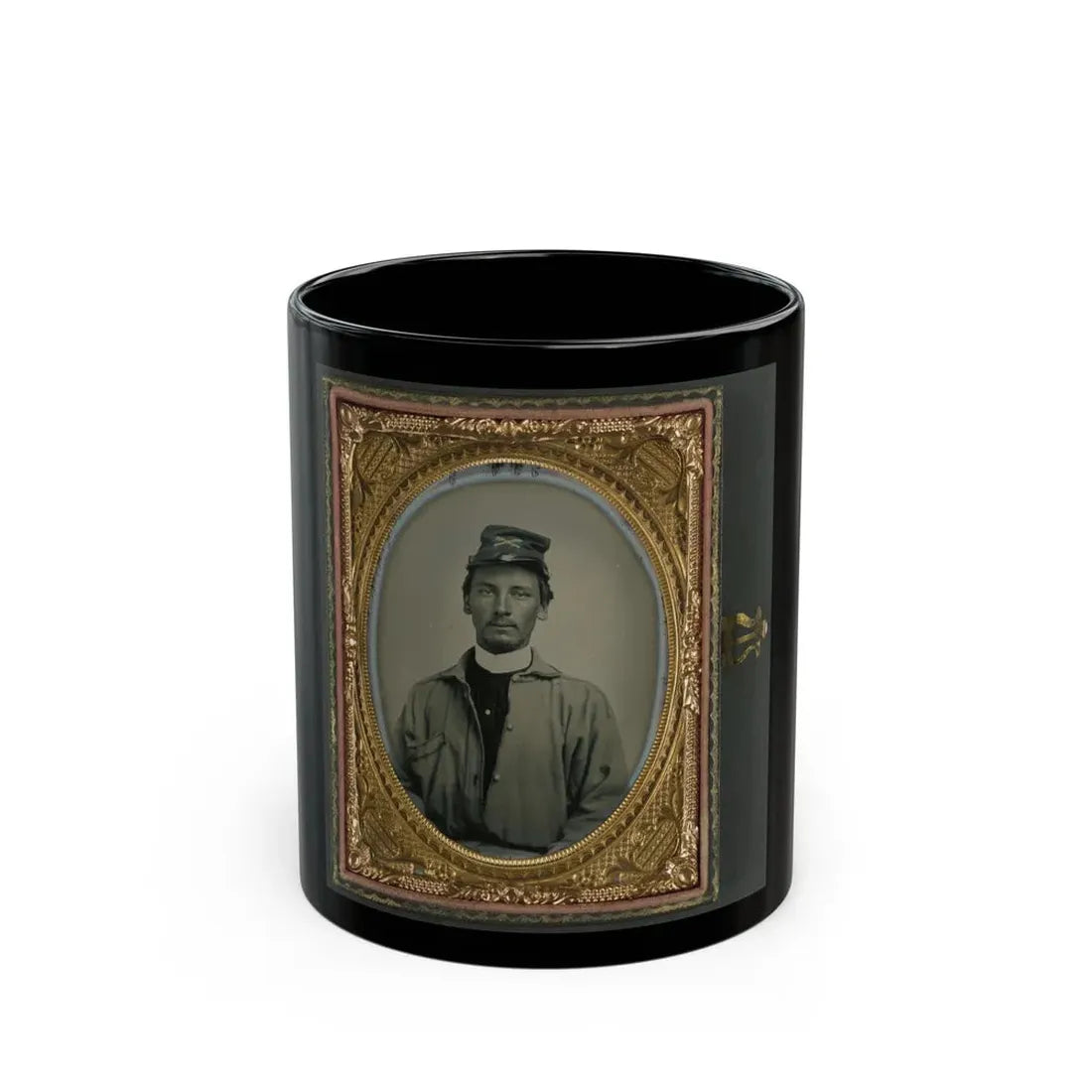 Private Archibald Magill Smith Of Co. F, 1st Virginia Cavalry Regiment, And Co. D, 6th Virginia Cavalry Regiment, In Uniform (U.S. Civil War) Black Coffee Mug 11oz - Go Mug Yourself