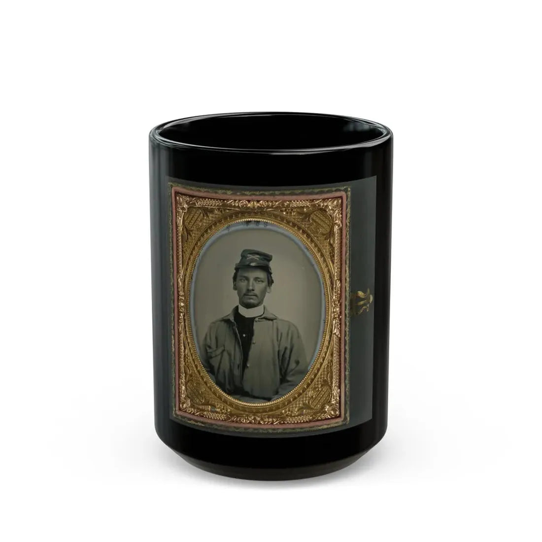 Private Archibald Magill Smith Of Co. F, 1st Virginia Cavalry Regiment, And Co. D, 6th Virginia Cavalry Regiment, In Uniform (U.S. Civil War) Black Coffee Mug 15oz - Go Mug Yourself