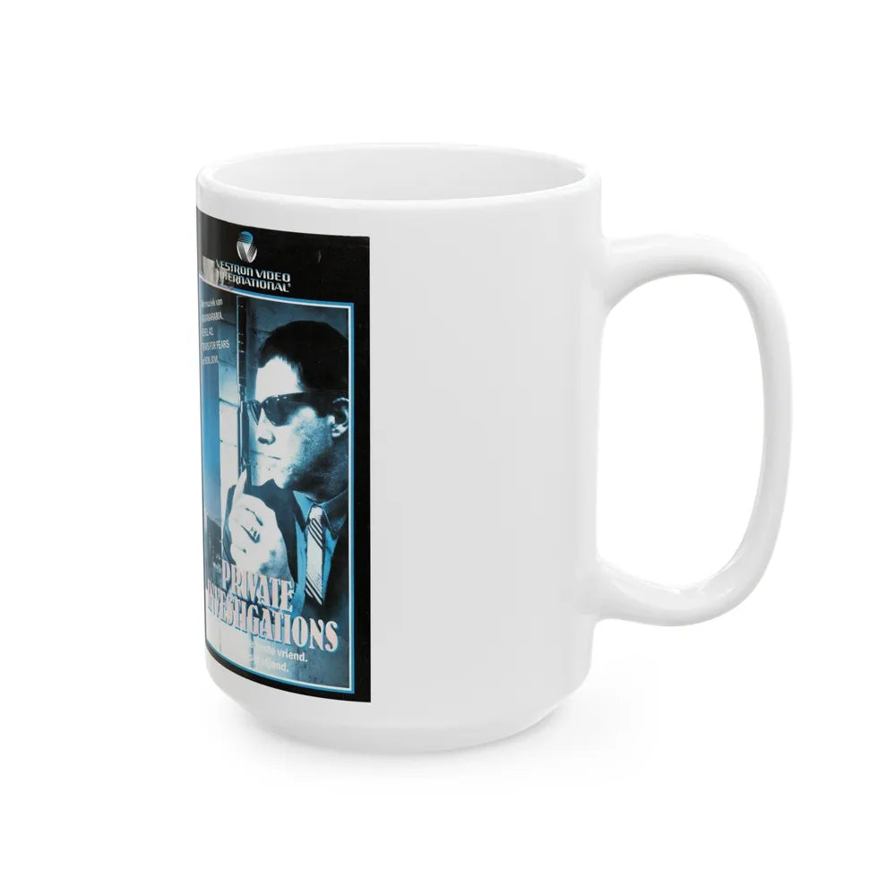 PRIVATE INVESTIGATIONS (VHS COVER) - White Coffee Mug-Go Mug Yourself