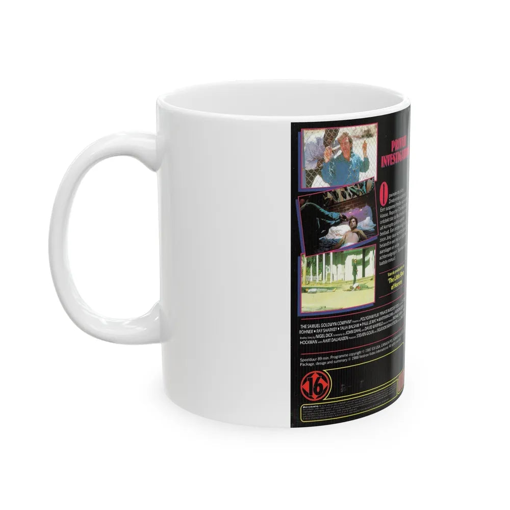 PRIVATE INVESTIGATIONS (VHS COVER) - White Coffee Mug-Go Mug Yourself