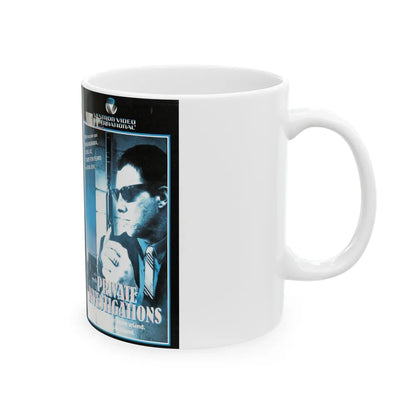 PRIVATE INVESTIGATIONS (VHS COVER) - White Coffee Mug-Go Mug Yourself