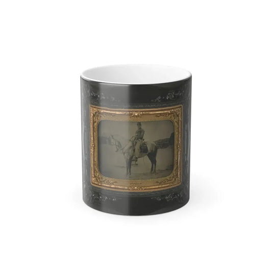 Private Levi F. Hocker of Co. F, 17Th Pennsylvania Cavalry Regiment, in Uniform With Pistol and Sword, on Horseback (U.S. Civil War) Color Changing Coffee Mug 11oz Default Title 11oz - Go Mug Yourself