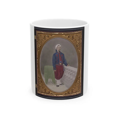 Private Louis A. Matos Of Co. C, 5th New York Infantry Regiment In Union Zouave Uniform (U.S. Civil War) White Coffee Mug-11oz-Go Mug Yourself