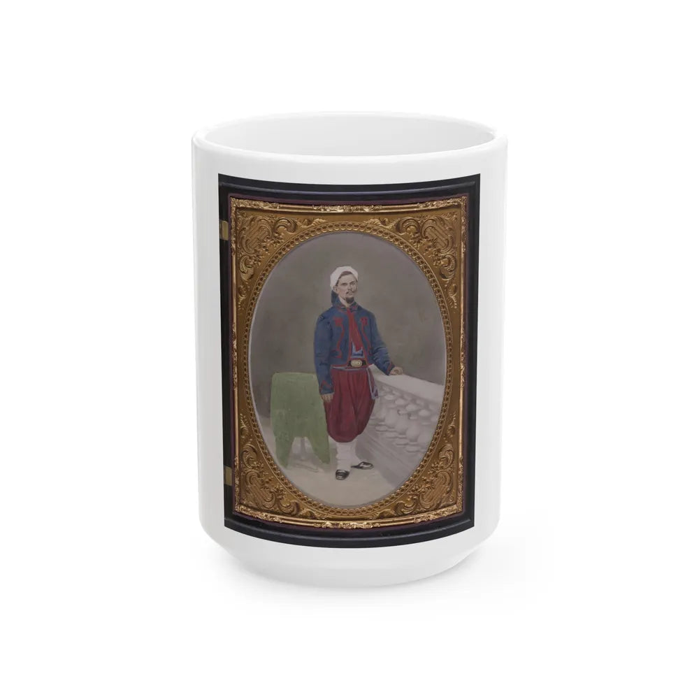 Private Louis A. Matos Of Co. C, 5th New York Infantry Regiment In Union Zouave Uniform (U.S. Civil War) White Coffee Mug-15oz-Go Mug Yourself