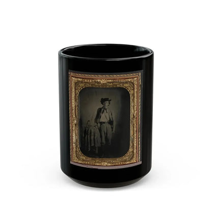 Private Lucien Love Of Co. D, 43rd Virginia Cavalry Battalion, In Uniform With Sword (U.S. Civil War) Black Coffee Mug 15oz - Go Mug Yourself