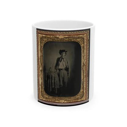 Private Lucien Love Of Co. D, 43rd Virginia Cavalry Battalion, In Uniform With Sword (U.S. Civil War) White Coffee Mug 11oz - Go Mug Yourself