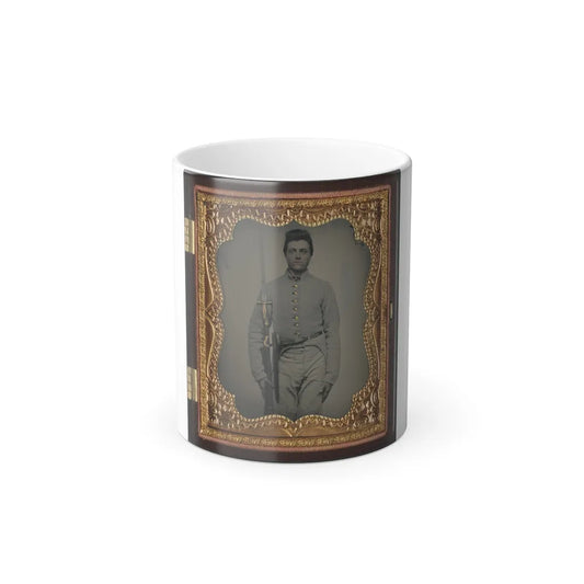 Private Parris P. Casey of Company I, Cherokee Rangers, 19Th Alabama Infantry Regiment, With Bayoneted Musket (U.S. Civil War) Color Changing Coffee Mug 11oz-11oz-Go Mug Yourself