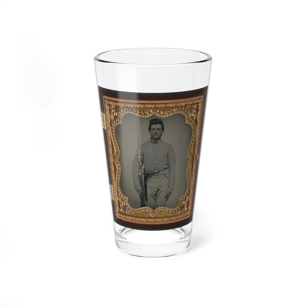 Private Parris P. Casey Of Company I, Cherokee Rangers, 19th Alabama Infantry Regiment, With Bayoneted Musket (U.S. Civil War) Pint Glass 16oz-16oz-Go Mug Yourself