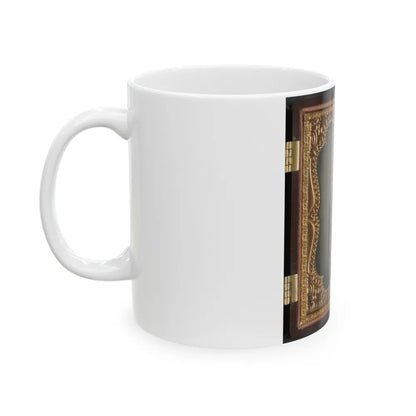 Private Parris P. Casey Of Company I, Cherokee Rangers, 19th Alabama Infantry Regiment, With Bayoneted Musket (U.S. Civil War) White Coffee Mug-Go Mug Yourself