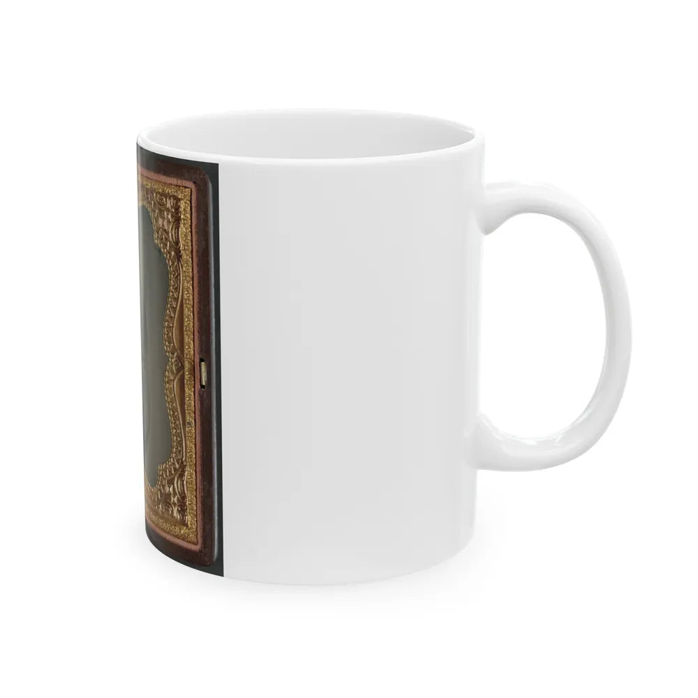 Private Parris P. Casey Of Company I, Cherokee Rangers, 19th Alabama Infantry Regiment, With Bayoneted Musket (U.S. Civil War) White Coffee Mug-Go Mug Yourself