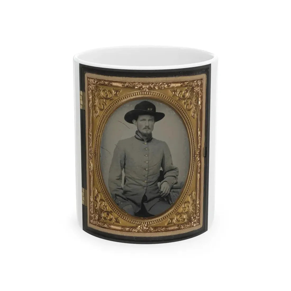 Private Peter H. Bird Of Co. D, 2nd Virginia Cavalry Regiment, In Uniform (U.S. Civil War) White Coffee Mug 11oz - Go Mug Yourself