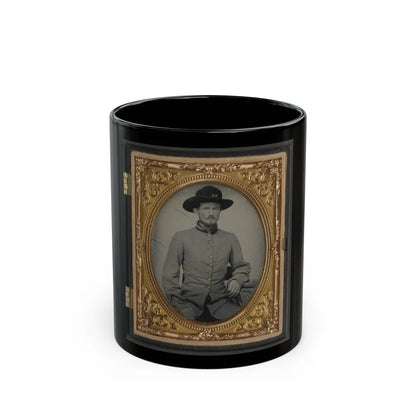 Private Peter H. Bird Of Co. D, 2nd Virginia Cavalry Regiment, In Uniform (U.S. Civil War) Black Coffee Mug-11oz-Go Mug Yourself