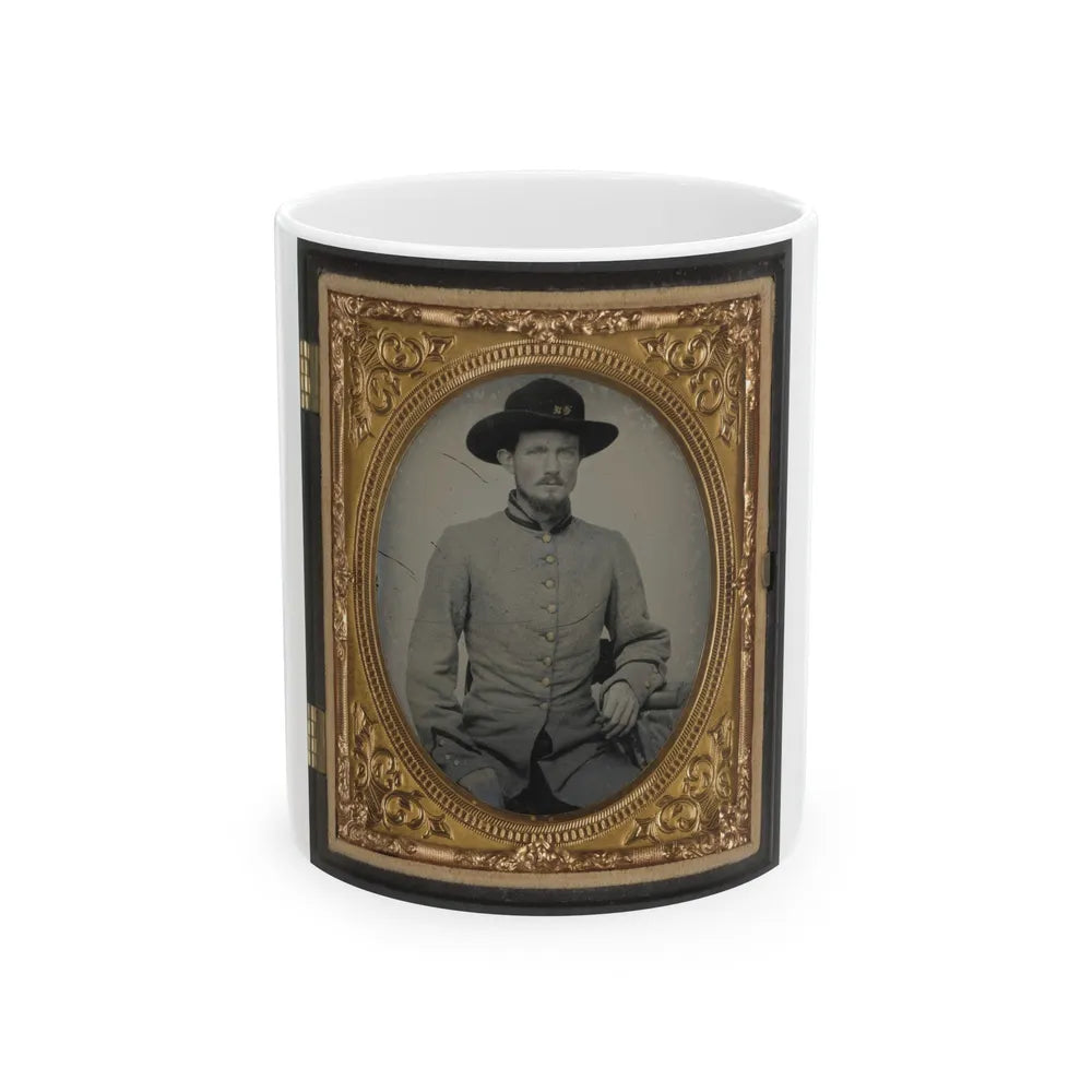 Private Peter H. Bird Of Co. D, 2nd Virginia Cavalry Regiment, In Uniform (U.S. Civil War) White Coffee Mug-11oz-Go Mug Yourself