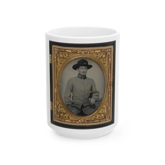 Private Peter H. Bird Of Co. D, 2nd Virginia Cavalry Regiment, In Uniform (U.S. Civil War) White Coffee Mug-15oz-Go Mug Yourself