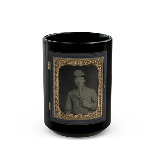 Private Peter Jones Of 12th Virginia Infantry Regiment, With Pistol (U.S. Civil War) Black Coffee Mug-15oz-Go Mug Yourself