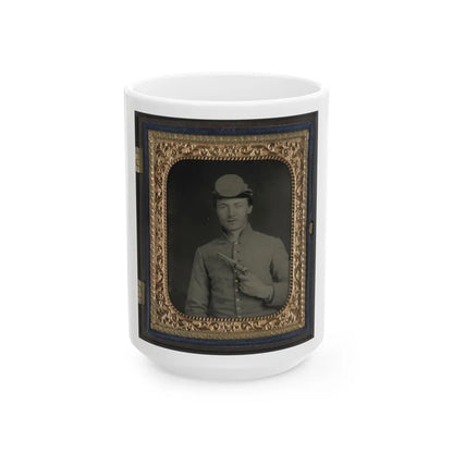 Private Peter Jones Of 12th Virginia Infantry Regiment, With Pistol (U.S. Civil War) White Coffee Mug-15oz-Go Mug Yourself