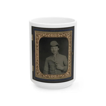 Private Peter Jones Of 12th Virginia Infantry Regiment, With Pistol (U.S. Civil War) White Coffee Mug 15oz - Go Mug Yourself