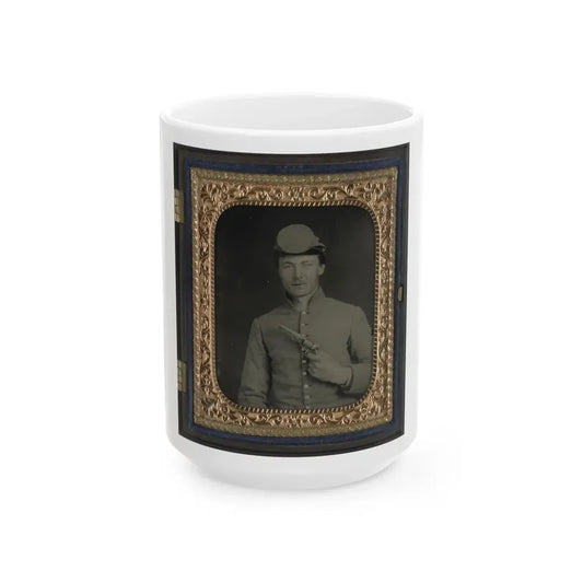Private Peter Jones Of 12th Virginia Infantry Regiment, With Pistol (U.S. Civil War) White Coffee Mug 15oz - Go Mug Yourself