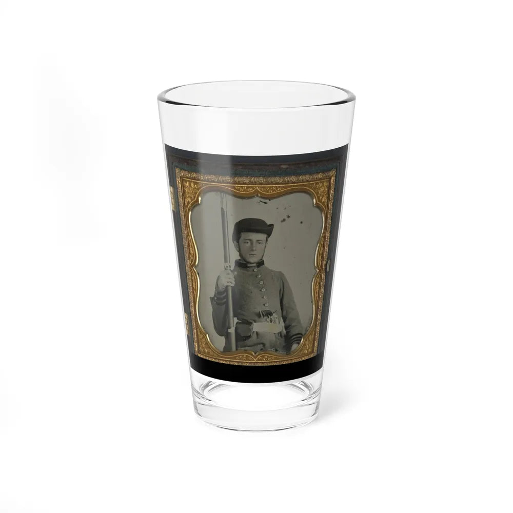 Private Peter Lauck Kurtz Of Company A, 5th Virginia Infantry Regiment, In Uniform With Musket And Revolver (U.S. Civil War) Pint Glass 16oz-16oz-Go Mug Yourself