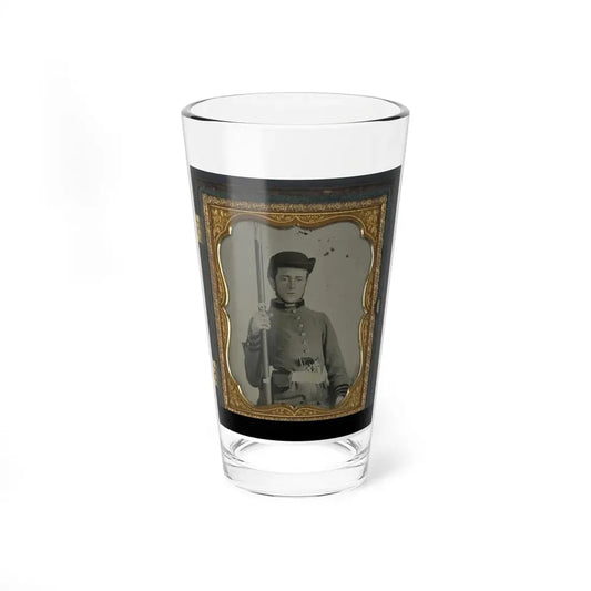 Private Peter Lauck Kurtz Of Company A, 5th Virginia Infantry Regiment, In Uniform With Musket And Revolver (U.S. Civil War) Pint Glass 16oz 16oz - Go Mug Yourself