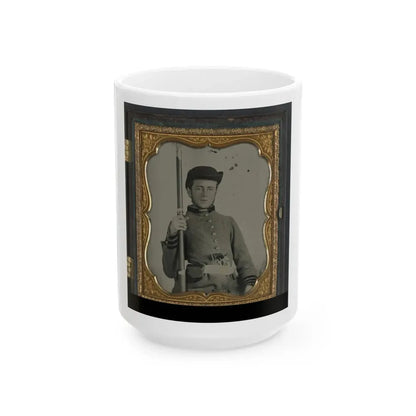 Private Peter Lauck Kurtz Of Company A, 5th Virginia Infantry Regiment, In Uniform With Musket And Revolver (U.S. Civil War) White Coffee Mug 15oz - Go Mug Yourself