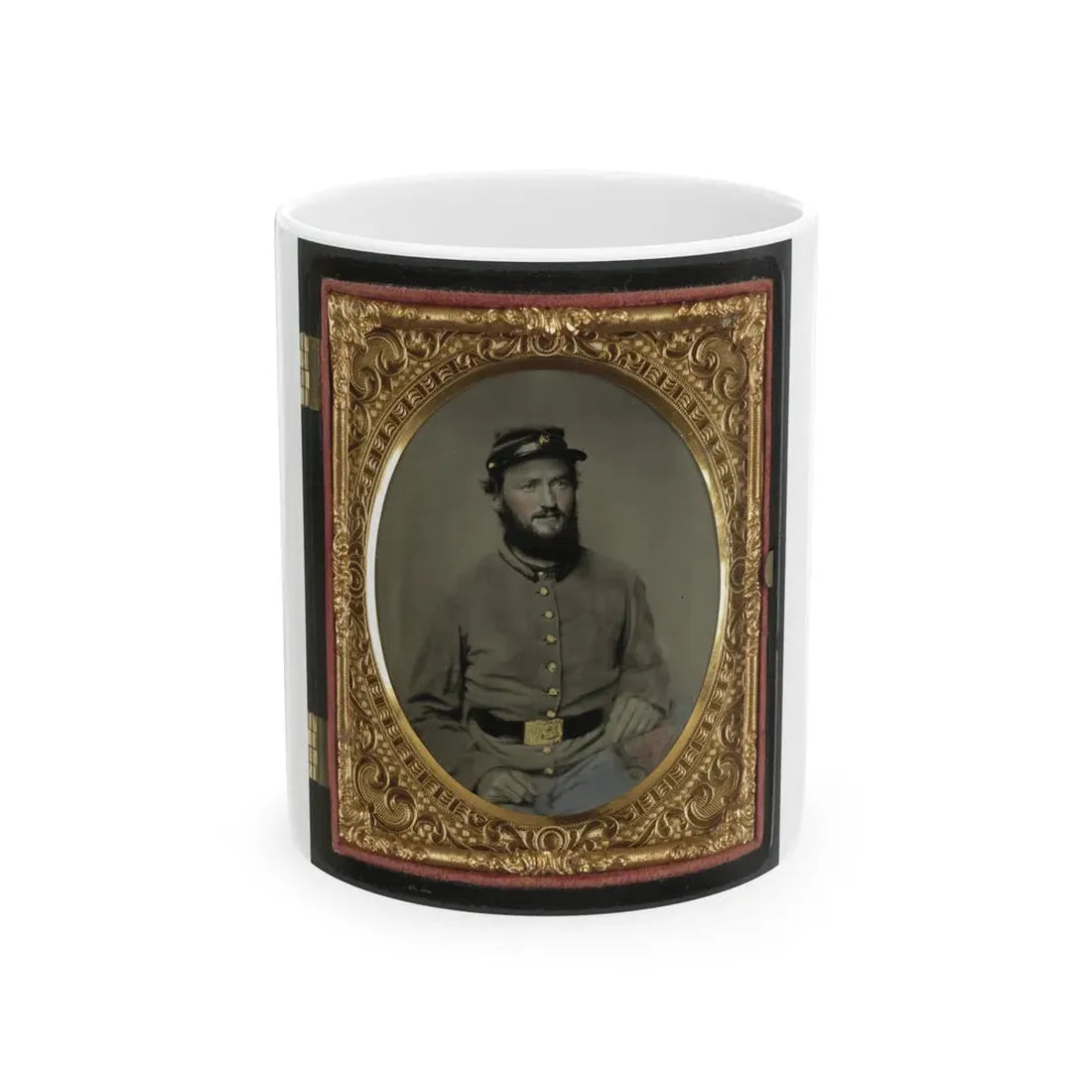 Private Raymond Gause Or Gouse Of Co. B, 22nd Pennsylvania Cavalry Regiment, In Uniform (U.S. Civil War) White Coffee Mug 11oz - Go Mug Yourself