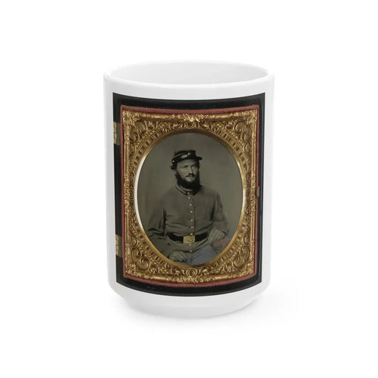 Private Raymond Gause Or Gouse Of Co. B, 22nd Pennsylvania Cavalry Regiment, In Uniform (U.S. Civil War) White Coffee Mug 15oz - Go Mug Yourself