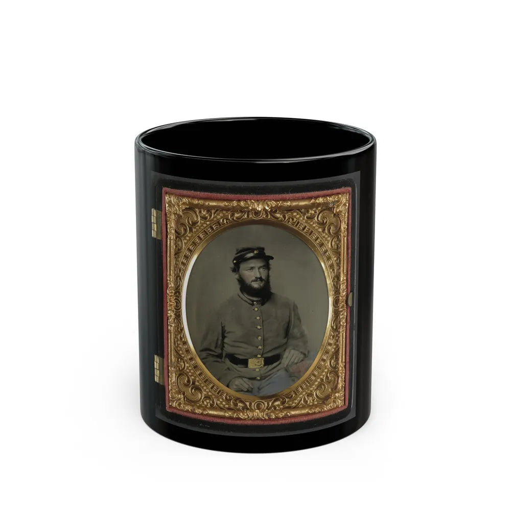 Private Raymond Gause Or Gouse Of Co. B, 22nd Pennsylvania Cavalry Regiment, In Uniform (U.S. Civil War) Black Coffee Mug-11oz-Go Mug Yourself