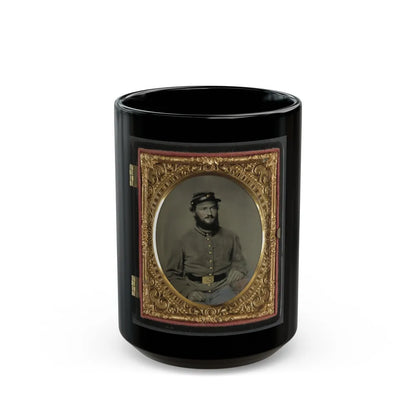 Private Raymond Gause Or Gouse Of Co. B, 22nd Pennsylvania Cavalry Regiment, In Uniform (U.S. Civil War) Black Coffee Mug-15oz-Go Mug Yourself