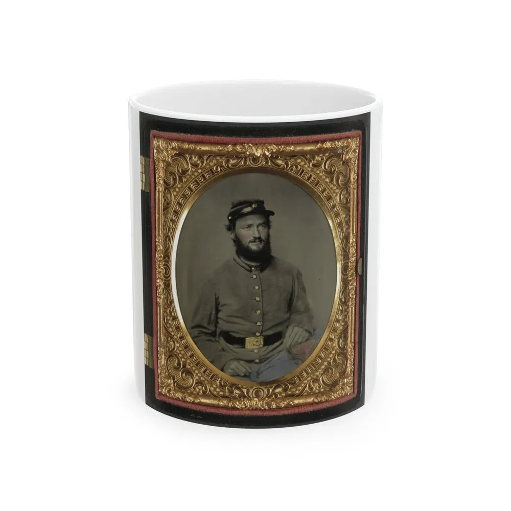 Private Raymond Gause Or Gouse Of Co. B, 22nd Pennsylvania Cavalry Regiment, In Uniform (U.S. Civil War) White Coffee Mug-11oz-Go Mug Yourself