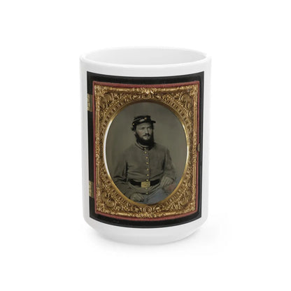 Private Raymond Gause Or Gouse Of Co. B, 22nd Pennsylvania Cavalry Regiment, In Uniform (U.S. Civil War) White Coffee Mug-15oz-Go Mug Yourself