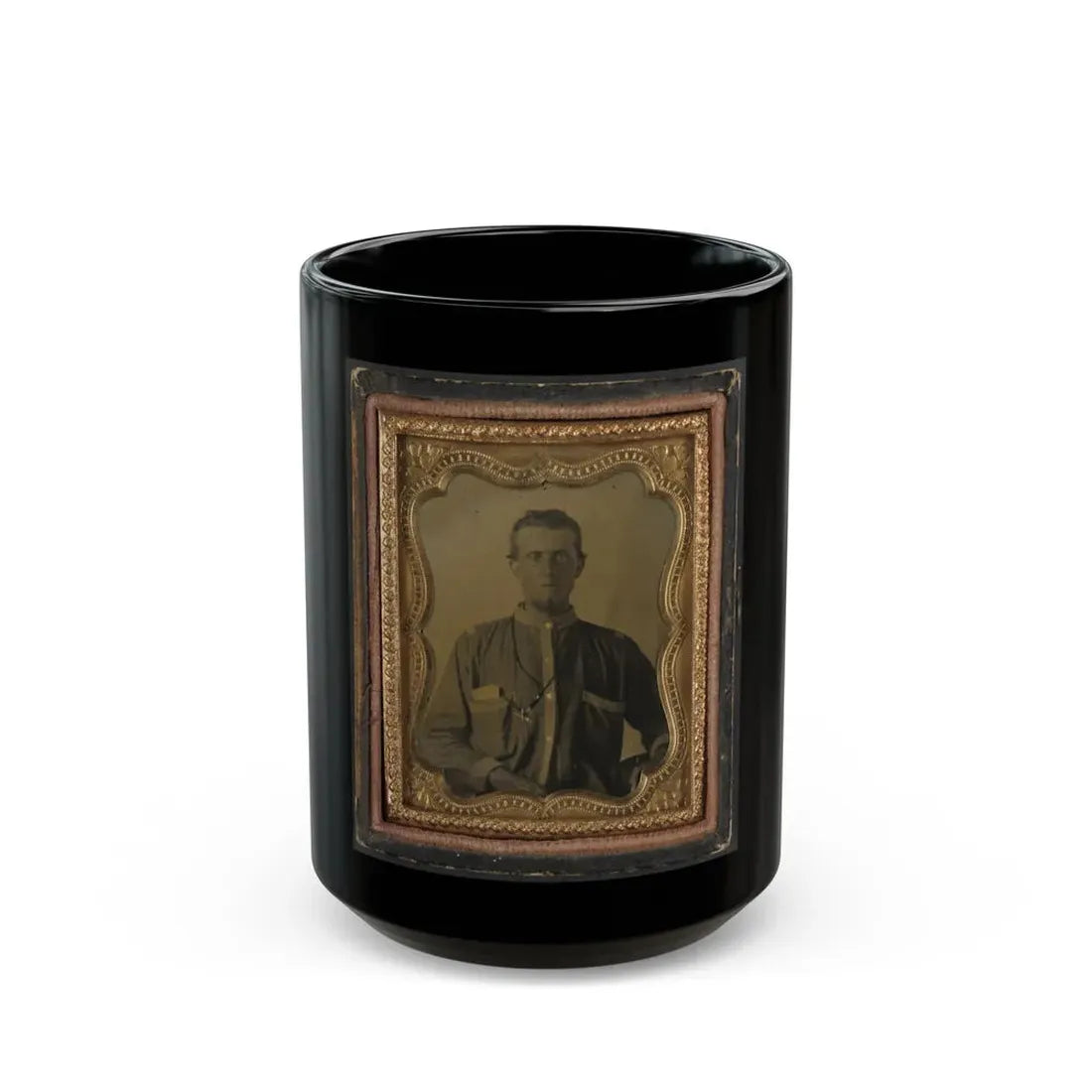Private Reuben Goodson Of Co. G, 52nd North Carolina Infantry Regiment In Uniform (1) (U.S. Civil War) Black Coffee Mug 15oz - Go Mug Yourself