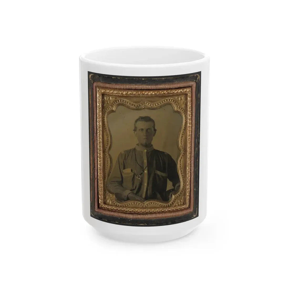 Private Reuben Goodson Of Co. G, 52nd North Carolina Infantry Regiment In Uniform (1) (U.S. Civil War) White Coffee Mug 15oz - Go Mug Yourself