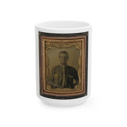 Private Reuben Goodson Of Co. G, 52nd North Carolina Infantry Regiment In Uniform (1) (U.S. Civil War) White Coffee Mug 15oz - Go Mug Yourself