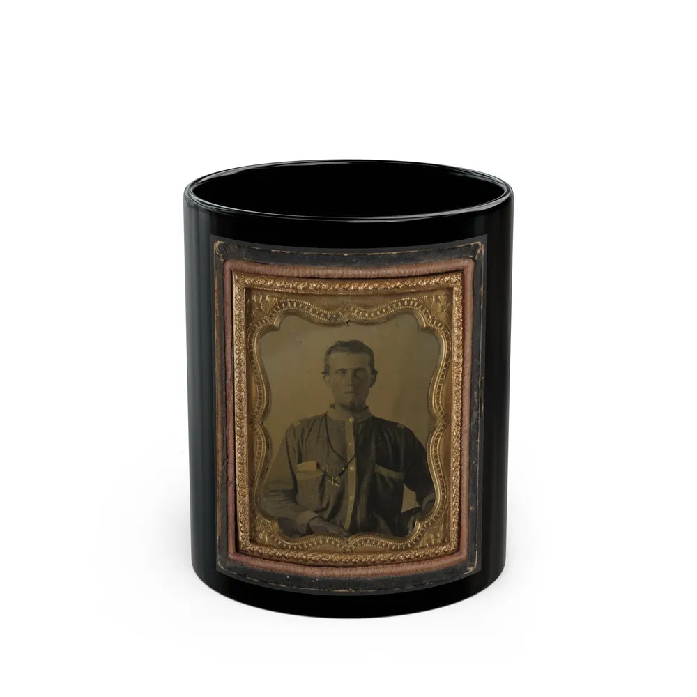 Private Reuben Goodson Of Co. G, 52nd North Carolina Infantry Regiment In Uniform (1) (U.S. Civil War) Black Coffee Mug-11oz-Go Mug Yourself