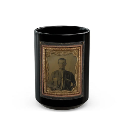 Private Reuben Goodson Of Co. G, 52nd North Carolina Infantry Regiment In Uniform (1) (U.S. Civil War) Black Coffee Mug-15oz-Go Mug Yourself