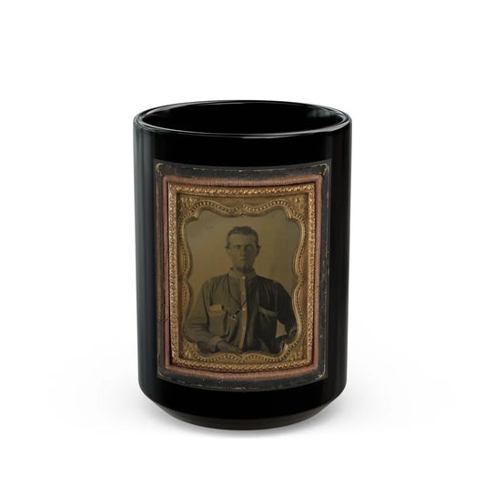 Private Reuben Goodson Of Co. G, 52nd North Carolina Infantry Regiment In Uniform (1) (U.S. Civil War) Black Coffee Mug-15oz-Go Mug Yourself